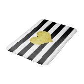 黒モダン色と白のストライプパターン バスマット (アングル)