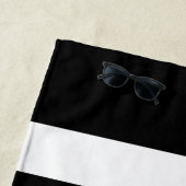 黒モダン色と白のストライプパターン ビーチタオル (インサイチュ)