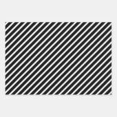 黒モダン色と白のストライプパターン ラッピングペーパーシート (正面3)