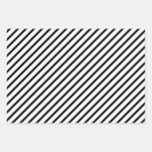 黒モダン色と白のストライプパターン ラッピングペーパーシート (正面2)