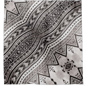 黒モダン色と白の幾何学模様 シャワーカーテン (正面)