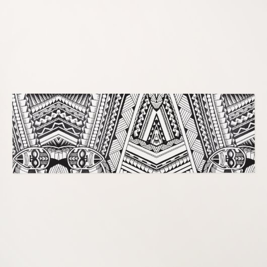 黒モダン色と白の幾何学模様 ヨガマット (裏面(横))