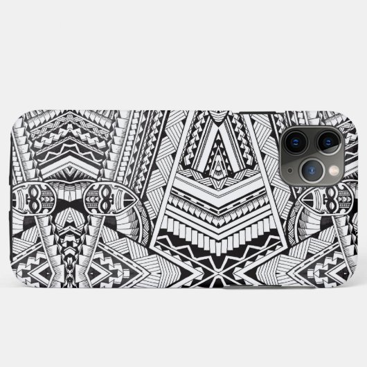 黒モダン色と白の幾何学模様 Case-Mate iPhoneケース (裏面(横))