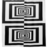 黒モダン色と白の幾何学的パターン シャワーカーテン (正面)