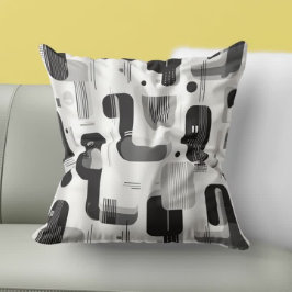 黒モダン色と白の幾何学的抽象芸術 アウトドアクッション