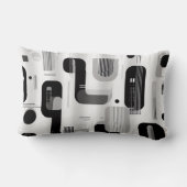 黒モダン色と白の幾何学的抽象芸術 ランバークッション (裏面)