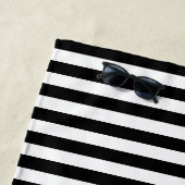 黒モダン色と白ストライプ色のパターン名 ビーチタオル (インサイチュ)