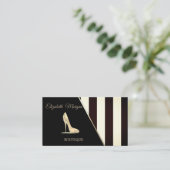 黒モダン色と白ストライプ色のヒール 名刺 (スタンド正面)