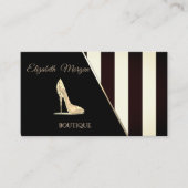 黒モダン色と白ストライプ色のヒール 名刺 (正面)