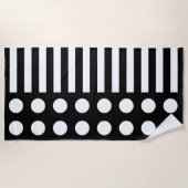 黒モダン色と白 ビーチタオル (正面)