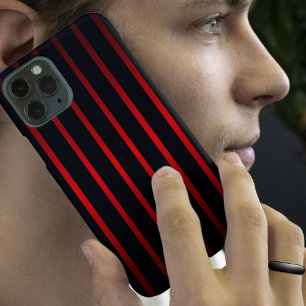 黒モダン色と色はっきりしたあせた赤のストライプ iPhone 16ケース