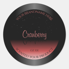 黒モダン色と赤のグラデーショングリッター製品ラベル ラウンドシール