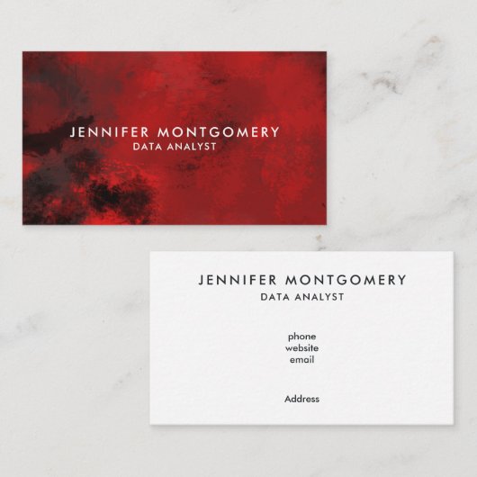 黒モダン色と赤の抽象芸術-クリエイティブ&芸術的 名刺 (正面/裏面)
