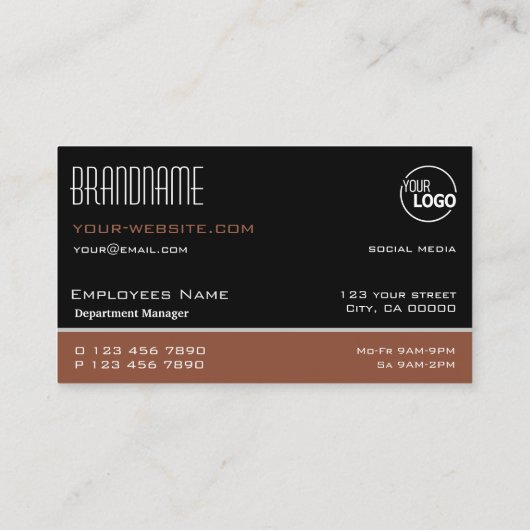 黒モダン色と赤茶色のシンプルロスタイリッシュゴ 名刺 (裏面)