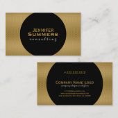黒モダン色と金ゴールドの幾何学的パターン2D 名刺 (正面/裏面)
