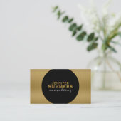 黒モダン色と金ゴールドの幾何学的パターン2D 名刺 (スタンド正面)