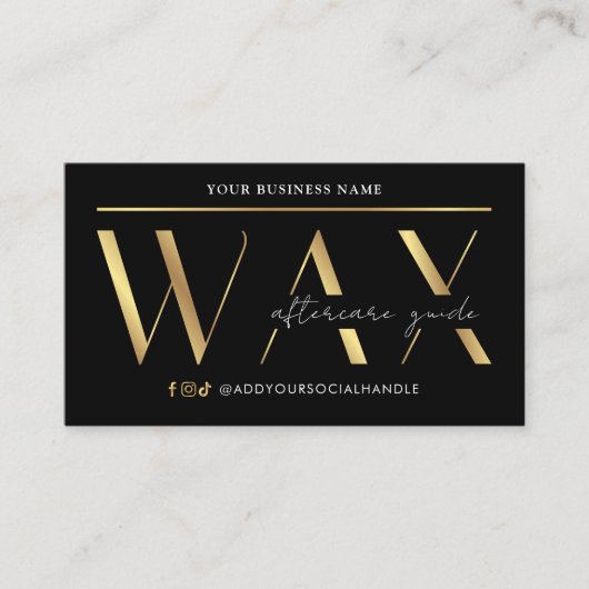黒モダン色と金ゴールドのWaxingアフターケアの手順 名刺 (正面)