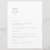 黒モダン色と金ゴールドモノグラムののメ結婚ニュー メニュー (正面)