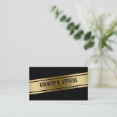 黒モダン色と金ゴールド幾何学的デザイン 名刺 (スタンド正面)