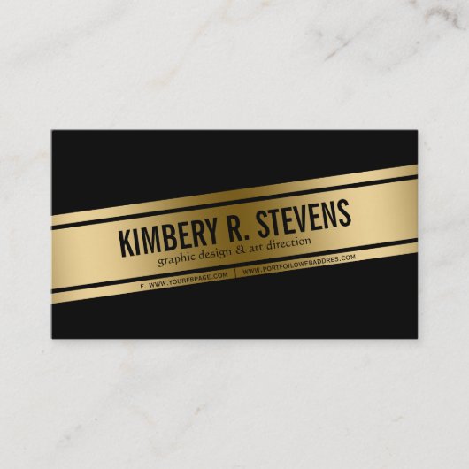 黒モダン色と金ゴールド幾何学的デザイン 名刺 (正面)