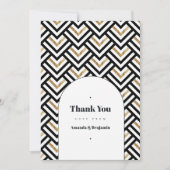 黒モダン色と金ゴールド幾何結婚色の写真 サンキューカード (正面)