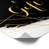 黒モダン色と金ゴールド水色のジオメトリカードとギフト ポスター (角)