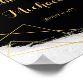 黒モダン色と金ゴールド水色のジオメトリックウェルカム ポスター (角)