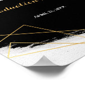 黒モダン色と金ゴールド水色の幾何学卒業 ポスター (角)