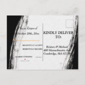 黒モダン色と金ゴールド水色の幾何学的なrsvp Invi インビテーションポストカード (裏面)