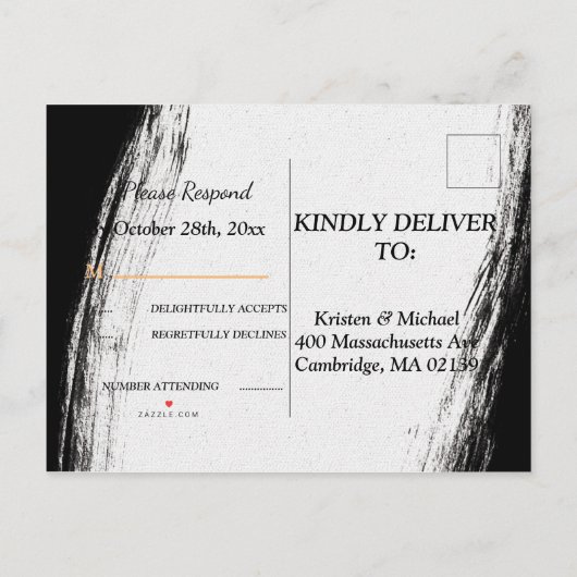 黒モダン色と金ゴールド水色の幾何学的なrsvp Invi インビテーションポストカード (裏面)
