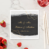 黒モダン色と金ゴールド水色の幾何学的 スタンダードランチョンナプキン (インサイチュ)