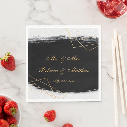 黒モダン色と金ゴールド水色の幾何学的 スタンダードランチョンナプキン (インサイチュ)