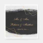 黒モダン色と金ゴールド水色の幾何学的 スタンダードランチョンナプキン (正面)