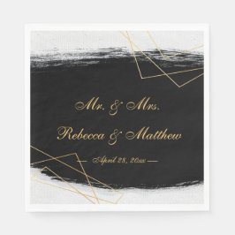 黒モダン色と金ゴールド水色の幾何学的 スタンダードランチョンナプキン