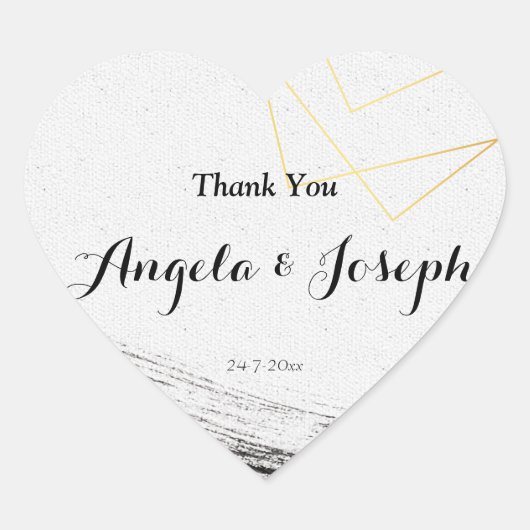 黒モダン色と金ゴールド水色の幾何学的 ハートシール (正面)