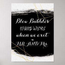 黒モダン色と金ゴールド水色の幾何学的 ポスター