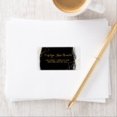 黒モダン色と金ゴールド水色の幾何学的 ラベル (インサイチュ)