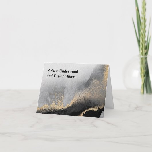 黒モダン色と金ゴールド水色 ノートカード (正面)