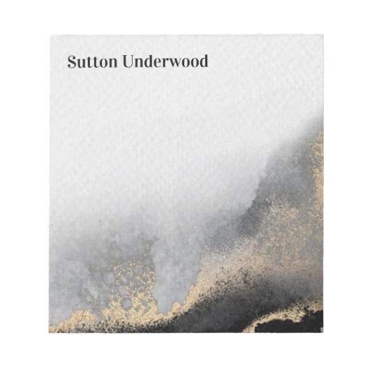 黒モダン色と金ゴールド水色 ノートパッド (正面)