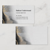 黒モダン色と金ゴールド水色 名刺 (正面/裏面)