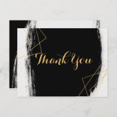黒モダン色と金ゴールド水色Geometricありがとう ポストカード (正面/裏面)