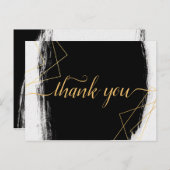 黒モダン色と金ゴールド水色Geometricありがとう ポストカード (正面/裏面)