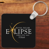 黒モダン色と金ゴールド2024テキサス州総太陽の食 キーホルダー (裏面)