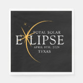 黒モダン色と金ゴールド2024テキサス州総太陽の食 スタンダードランチョンナプキン (正面)
