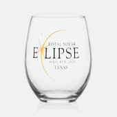 黒モダン色と金ゴールド2024テキサス州総太陽の食 ステムなしワイングラス (正面)