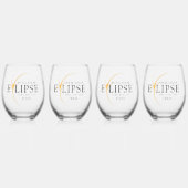 黒モダン色と金ゴールド2024テキサス州総太陽の食 ステムなしワイングラス (正面)