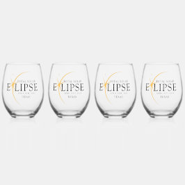 黒モダン色と金ゴールド2024テキサス州総太陽の食 ステムなしワイングラス