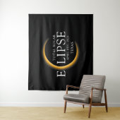 黒モダン色と金ゴールド2024テキサス州総太陽の食 タペストリー (インサイチュ)