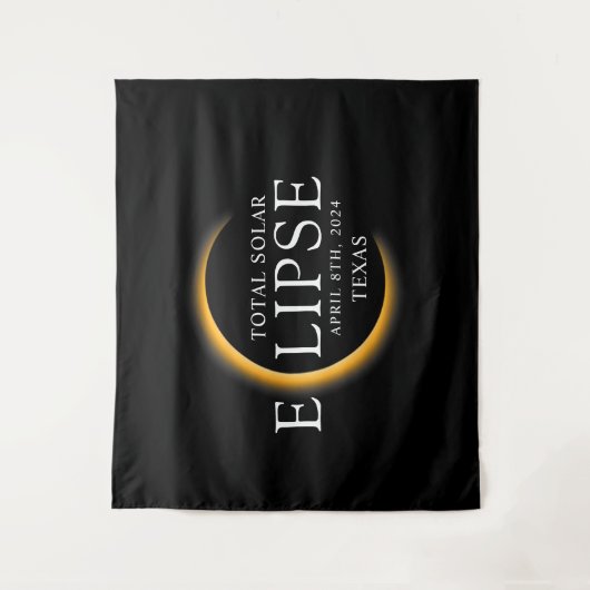 黒モダン色と金ゴールド2024テキサス州総太陽の食 タペストリー (正面)