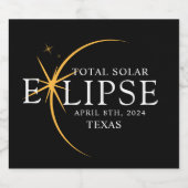 黒モダン色と金ゴールド2024テキサス州総太陽の食 ビールラベル (シングルラベル)